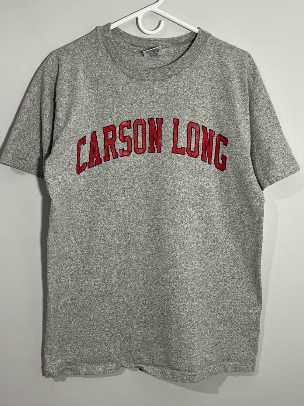 Vintage Carson Long Gray Red Single Stitch Short Sleeve T-Shirt Mens Medium